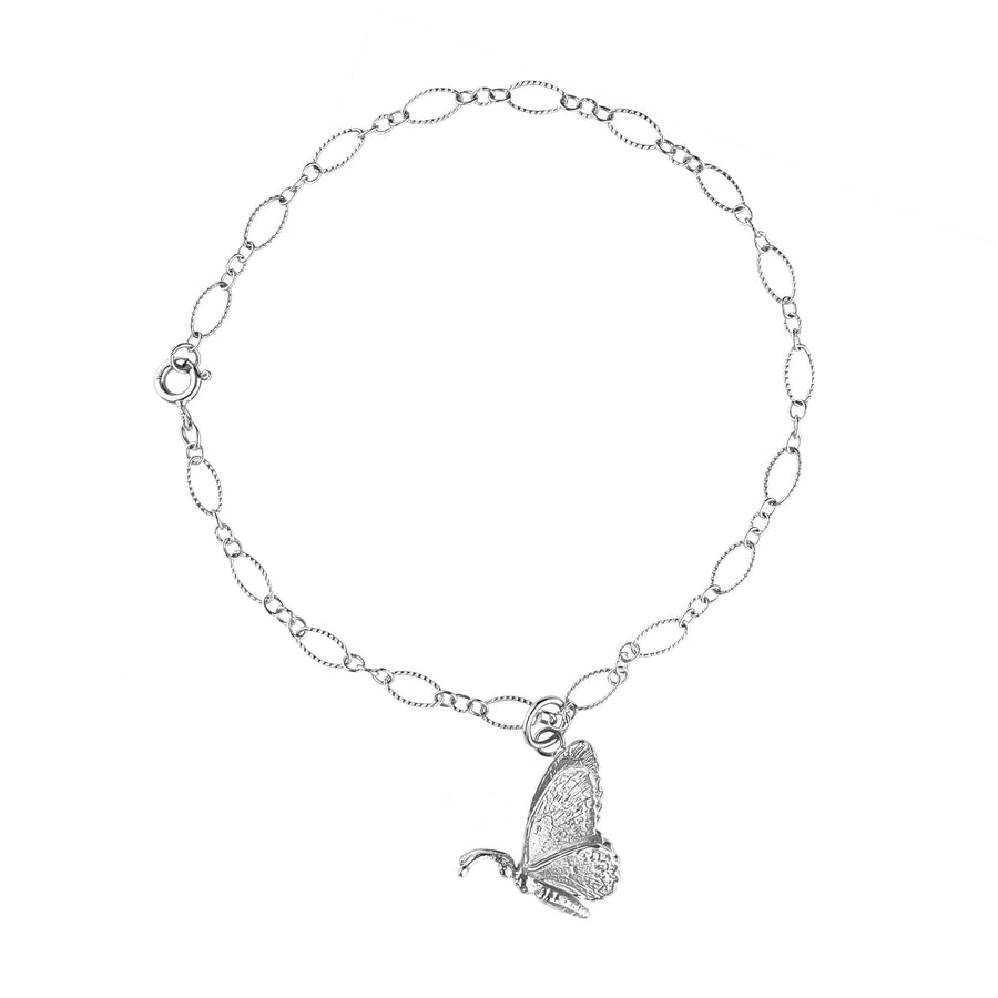 Tangled Wood Anklet with Wild Butterfly Charm Pendant