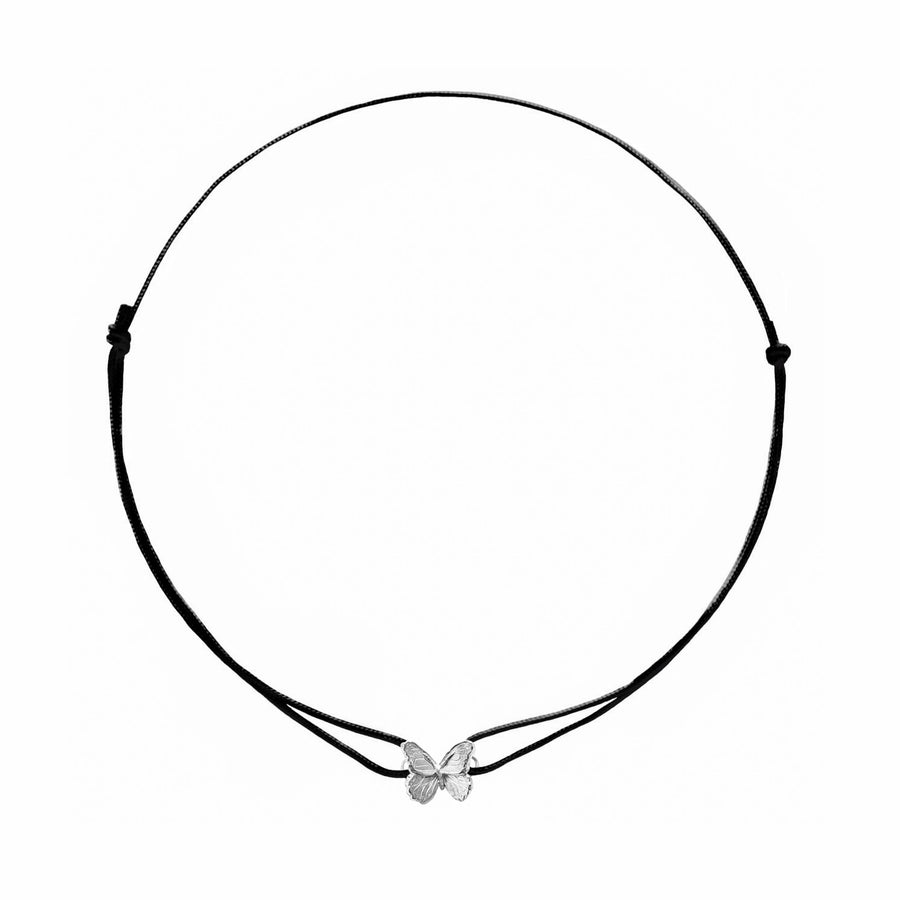 Monarch Butterfly Cord Necklace, Sterling Silver