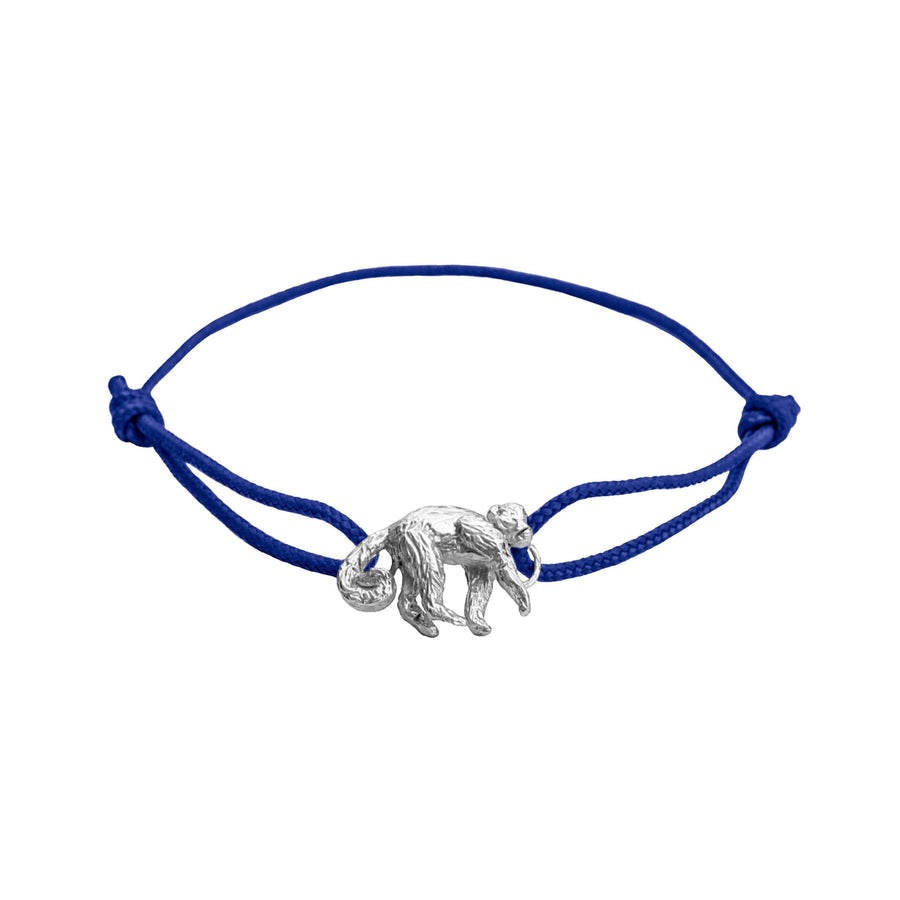 Capuchin Monkey Cord Bracelet, Sterling Silver