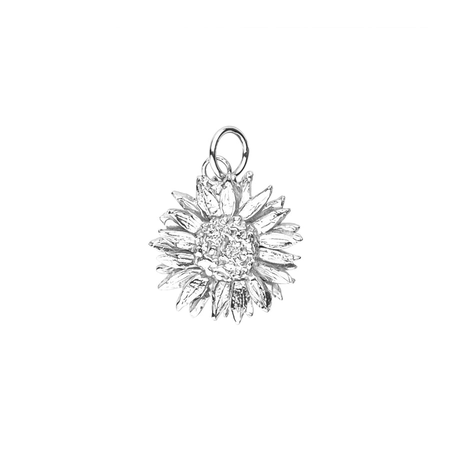 Silver Sunflower Charm Pendant